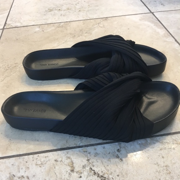 tony bianco black slides